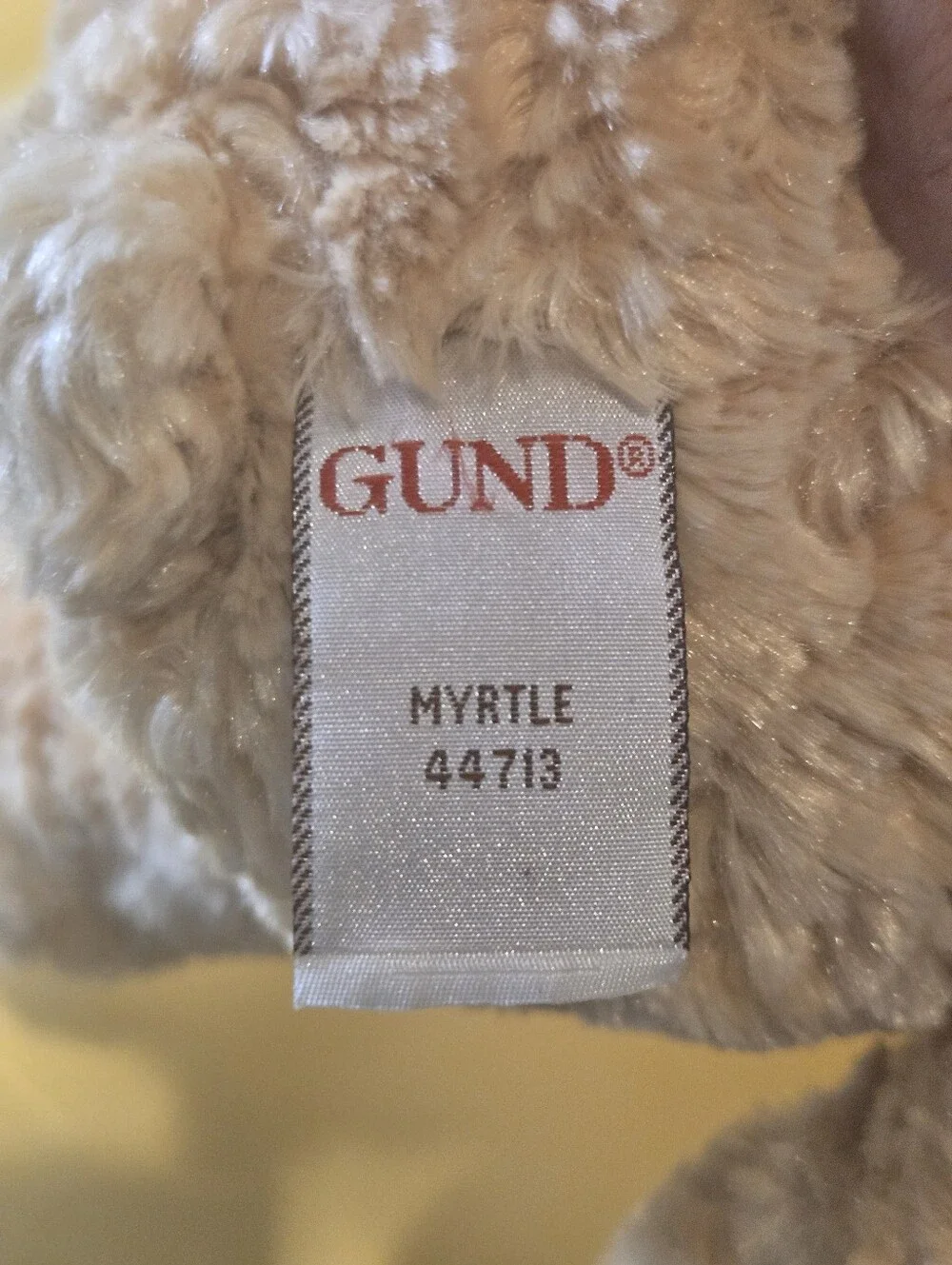 Gund Myrtle Teddy Bear Plush Honey Beige Swirl Fur Ribbon #44713 Stuffed Animal
